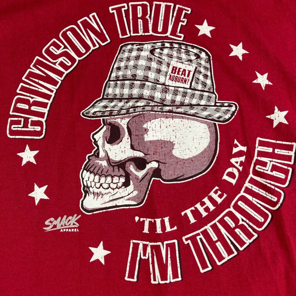 Alabama Crimson Tide Skull Graphic T Shirt XL Red SEC Football Fan Tee
